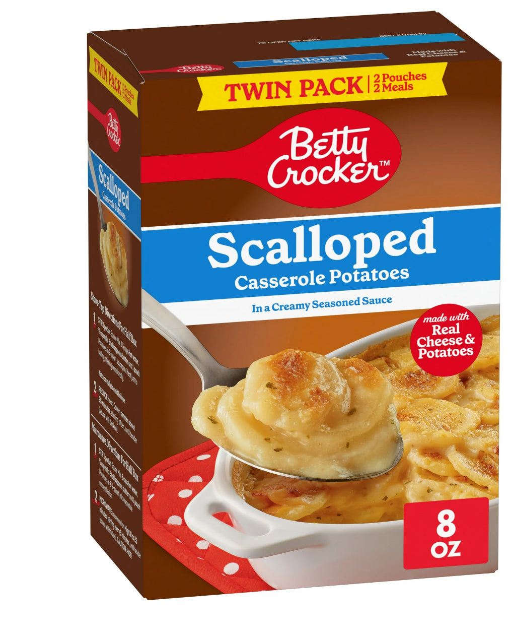 Betty Crocker Scalloped Casserole Potatoes, Made with Real Cheese, Twin Pack, 8 oz Box
