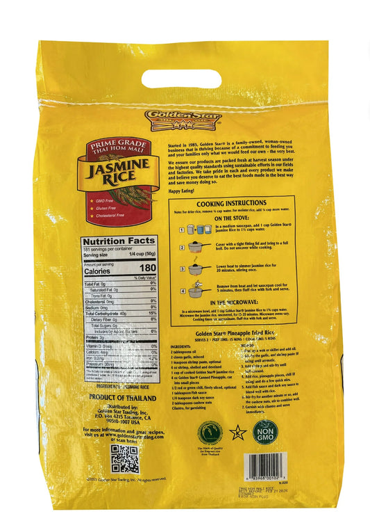 Golden Star Thai Hom Mali Jasmine Rice, 20 lbs