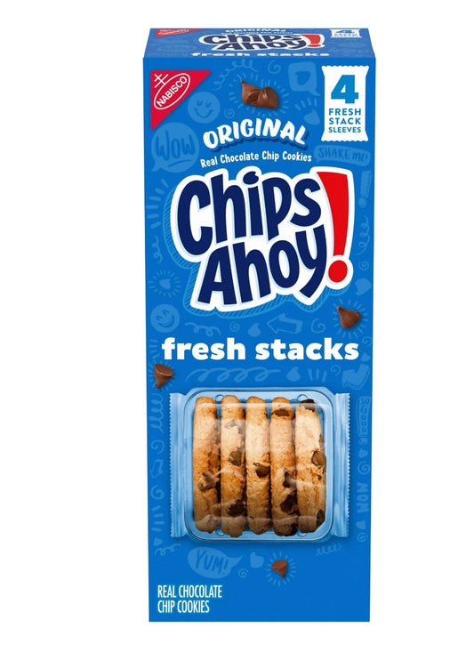 CHIPS AHOY! Fresh Stacks Chocolate Chip Cookies, Travel Snacks, 7.76 oz (4 Multi Snack Packs)