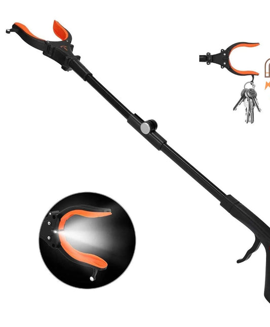 32" Reacher Grabber Tool with Light, KEKOY Trash Claw Grabber Reaching Assist Pick up Tool Orange